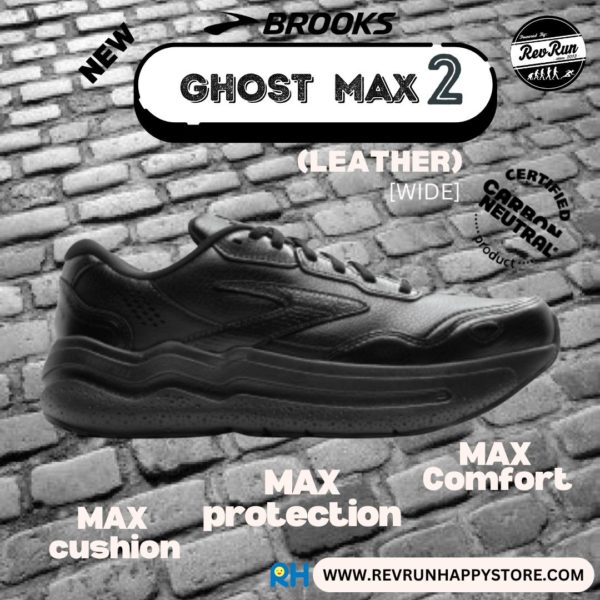 BROOKS GHOST MAX 2 LEATHER (MEN) [2E WIDE] [Black/Black]