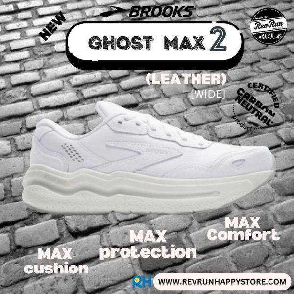 BROOKS GHOST MAX 2 LEATHER (MEN) [2E WIDE ] [White]