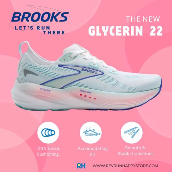 BROOKS GLYCERIN 22 (WOMEN) (White/Turquoise/Amparo Blue)