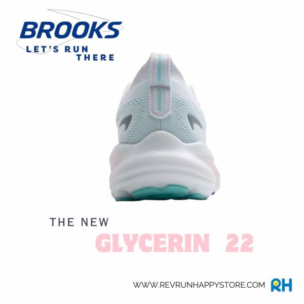BROOKS GLYCERIN 22 (WOMEN) (White/Turquoise/Amparo Blue) - Image 3