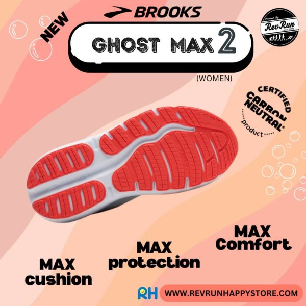 BROOKS GHOST MAX 2 (WOMEN) [White/Hot Coral] - Image 6
