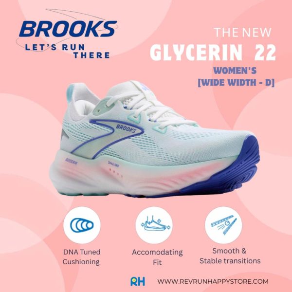 BROOKS GLYCERIN 22 (WOMEN) [WIDE D](White/Turquoise/Amparo Blue) - Image 2