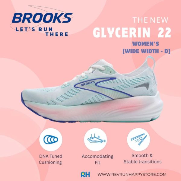 BROOKS GLYCERIN 22 (WOMEN) [WIDE D](White/Turquoise/Amparo Blue) - Image 5