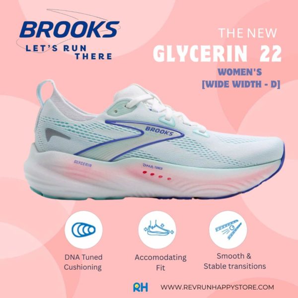 BROOKS GLYCERIN 22 (WOMEN) [WIDE D](White/Turquoise/Amparo Blue)