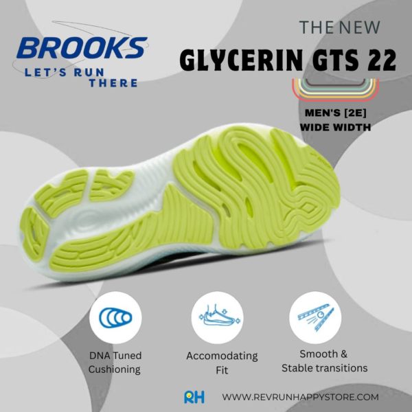 BROOKS GLYCERIN GTS 22 (MEN) [2E WIDE] (Black/Blue/Neo Yellow) - Image 7