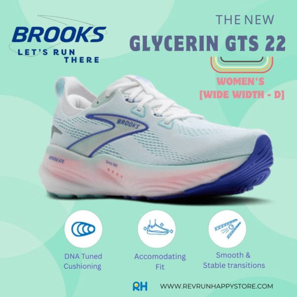 BROOKS GLYCERIN GTS 22 (WOMEN) [WIDE D] (White/Turquoise/Amparo Blue) - Image 3