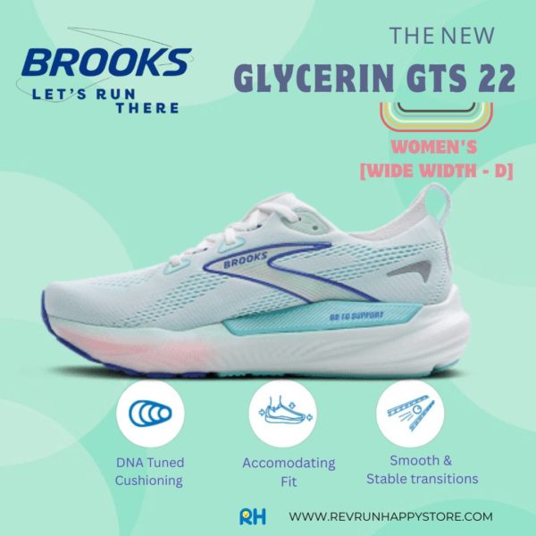 BROOKS GLYCERIN GTS 22 (WOMEN) [WIDE D] (White/Turquoise/Amparo Blue) - Image 7