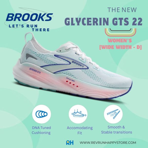 BROOKS GLYCERIN GTS 22 (WOMEN) [WIDE D] (White/Turquoise/Amparo Blue) - Image 2
