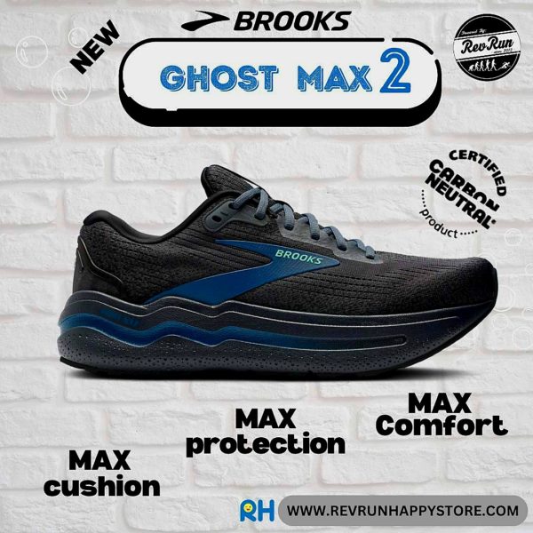 BROOKS GHOST MAX 2 (MEN) [2E Wide][Black/Ebony/Blue Sapphire]