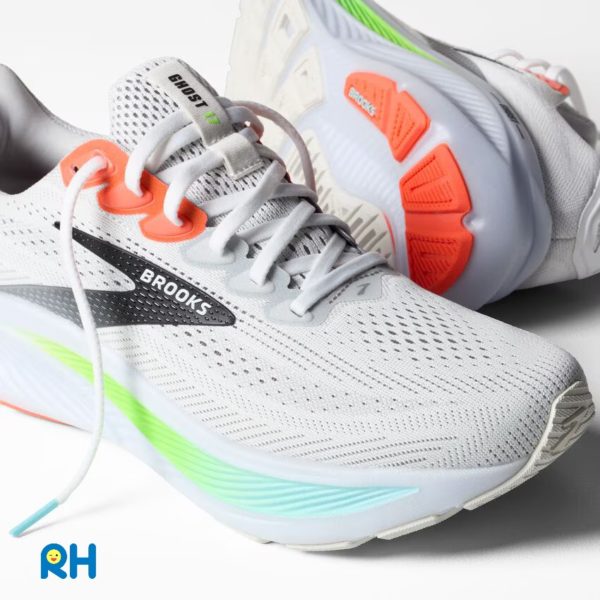 BROOKS GHOST 17 MEN (2E Wide)[White/Clay Orange/Gecko] - Image 2