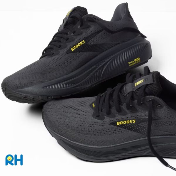 BROOKS GHOST 17 MEN (2E Wide)[Ebony/Black/Yellow] - Image 8