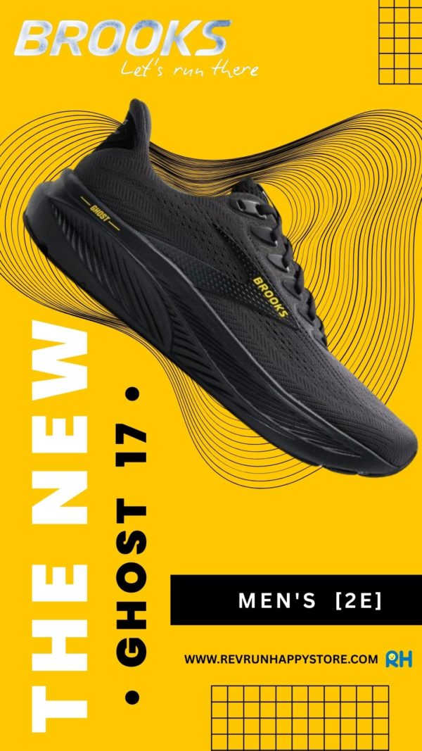 BROOKS GHOST 17 MEN (2E Wide)[Ebony/Black/Yellow]