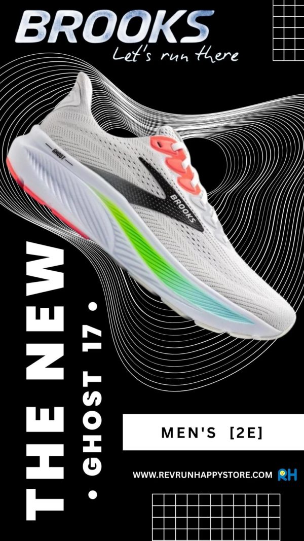BROOKS GHOST 17 MEN (2E Wide)[White/Clay Orange/Gecko]