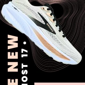 BROOKS GHOST 17 WOMEN (Wide D) [White/Black/Rose Gold]