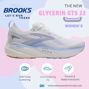 BROOKS GLYCERIN GTS 22 (WOMEN) (White/Blue Heron)